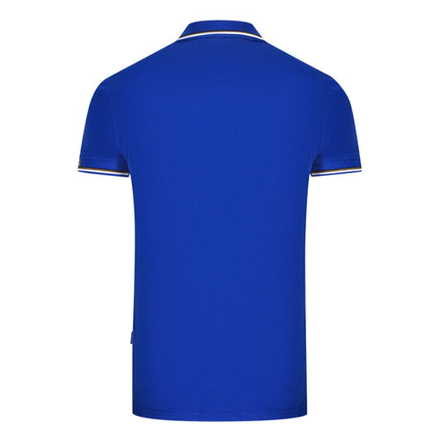 Aquascutum London Tipped Blue Polo Shirt QMP051 81